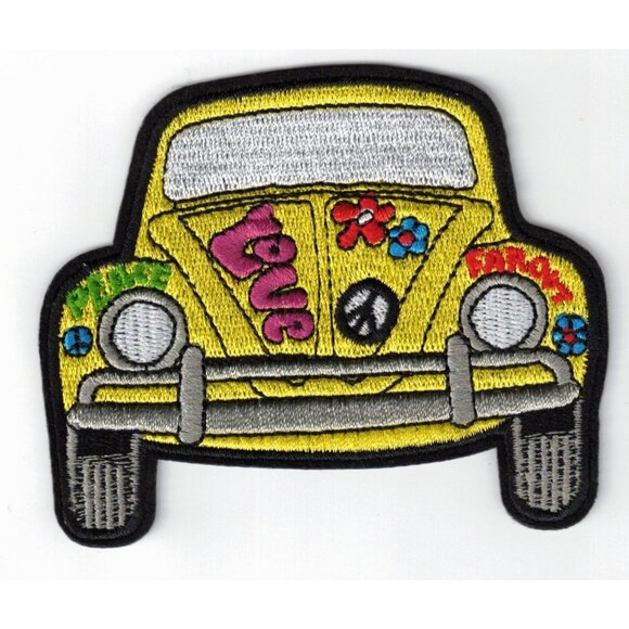 Unbranded Other - VW Hippie Love Bug Yellow 3in Embroidered Iron-on Patch
